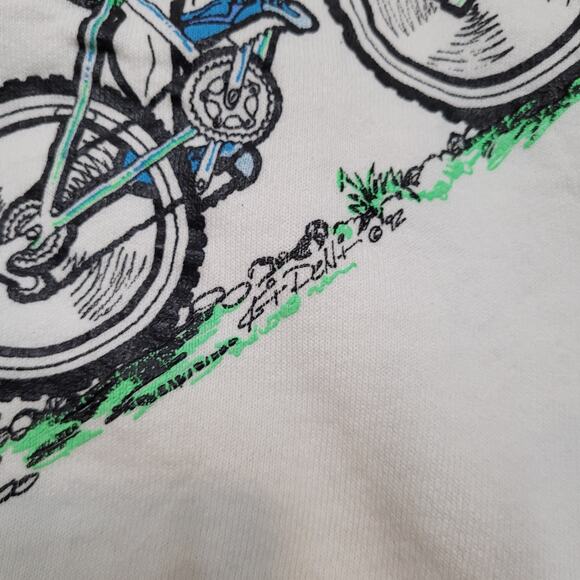 Vintage 90s Mountain Biking Sweatshirt Mens L Boxy Fit Neon Back Hit - Picture 5 of 14